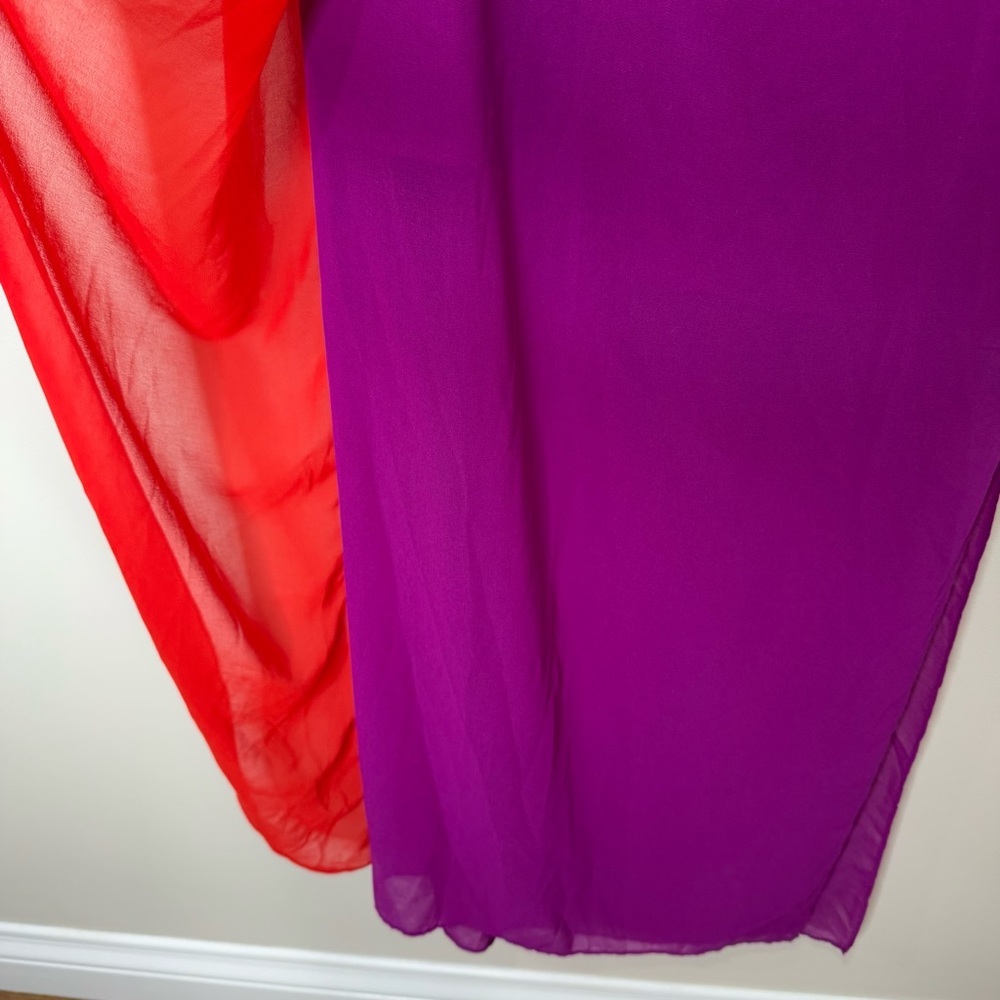Badgley Mischka Red and Purple One Shoulder Dress - Picture 4 of 11